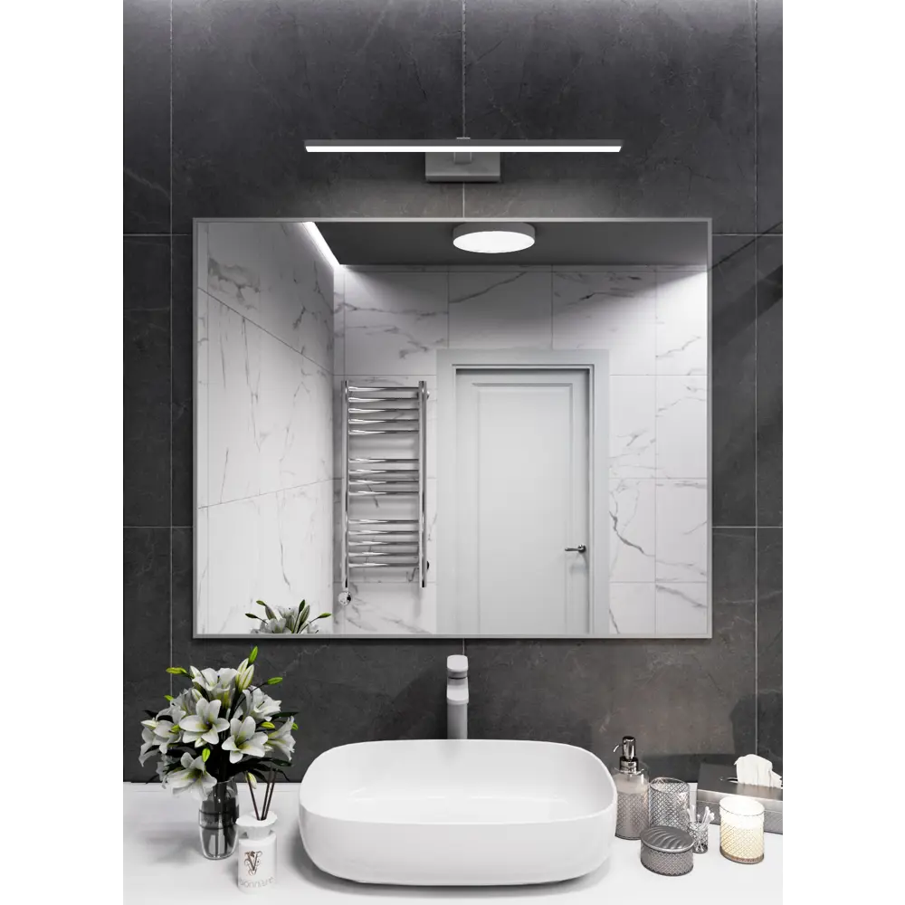Фото 3 Зеркало интерьерное в алюминиевой раме настенное ONE Mirror 100x90 см серебро Фото 3 Зеркало интерьерное в алюминиевой раме настенное ONE Mirror 100x90 см серебро