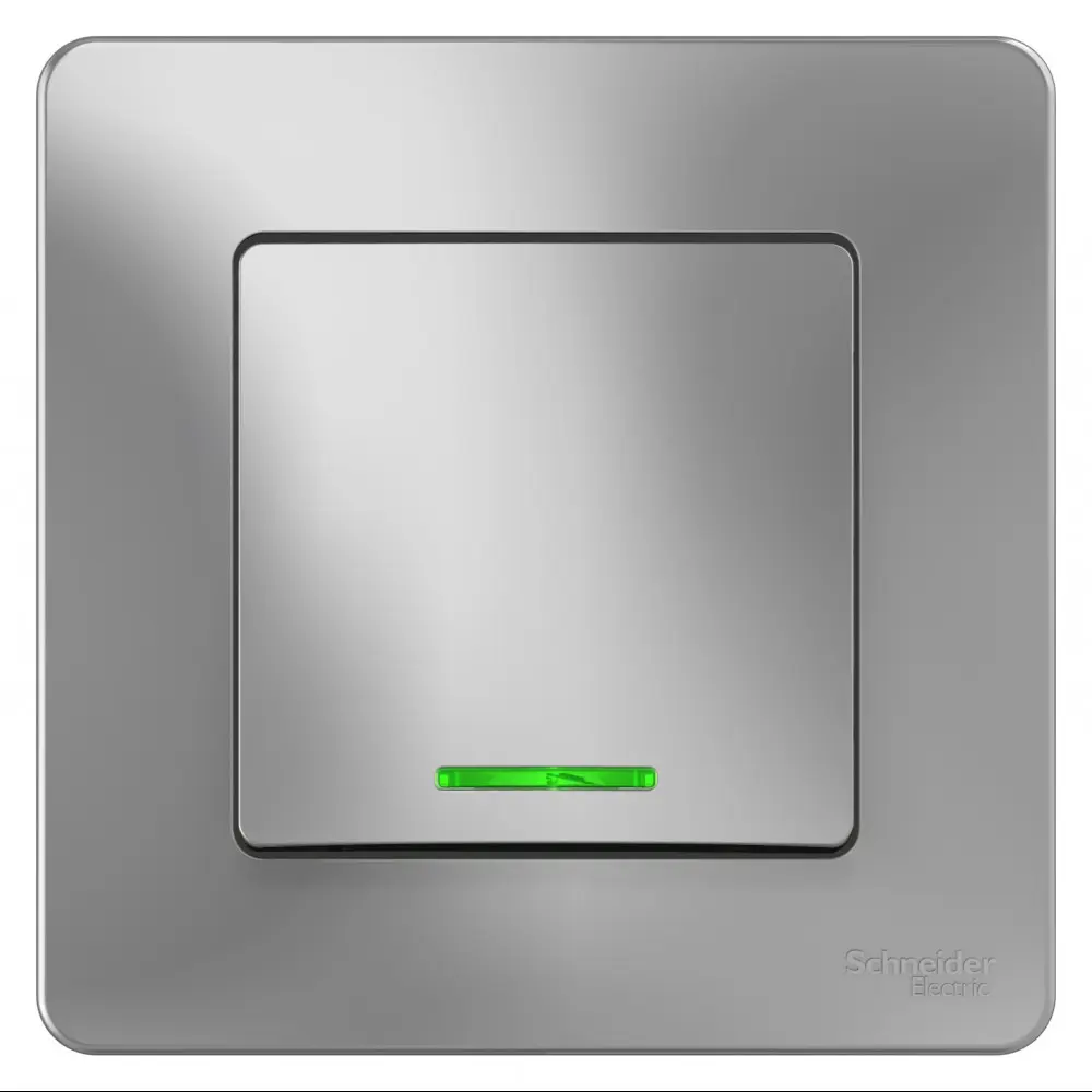 Фото 2 Переключатель встраиваемый Systeme electric Blanca BLNVS010613 1 клавиша с подсветкой цвет алюминий