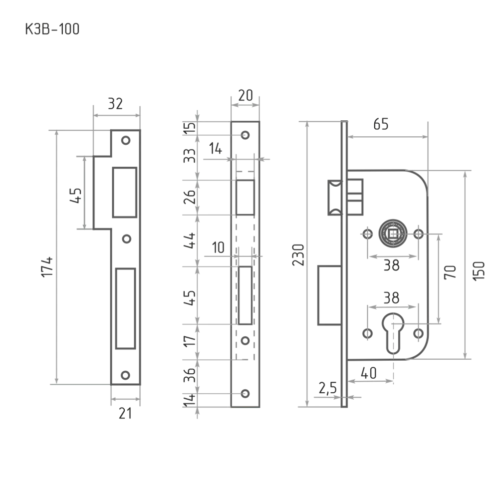 Фото 2 Замок врезной цилиндровый Нора-М КЗВ-100 старая медь Фото 2 Замок врезной цилиндровый Нора-М КЗВ-100 старая медь