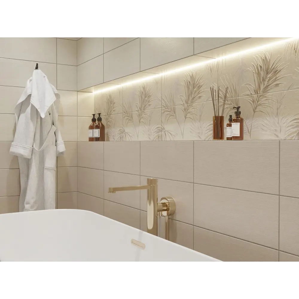 Фото Керамическая плитка Azori Veneziano seta 509441201 20x50.5см 1.52м² цвет кремовый, цена за упаковку Фото Керамическая плитка Azori Veneziano seta 509441201 20x50.5см 1.52м² цвет кремовый, цена за упаковку