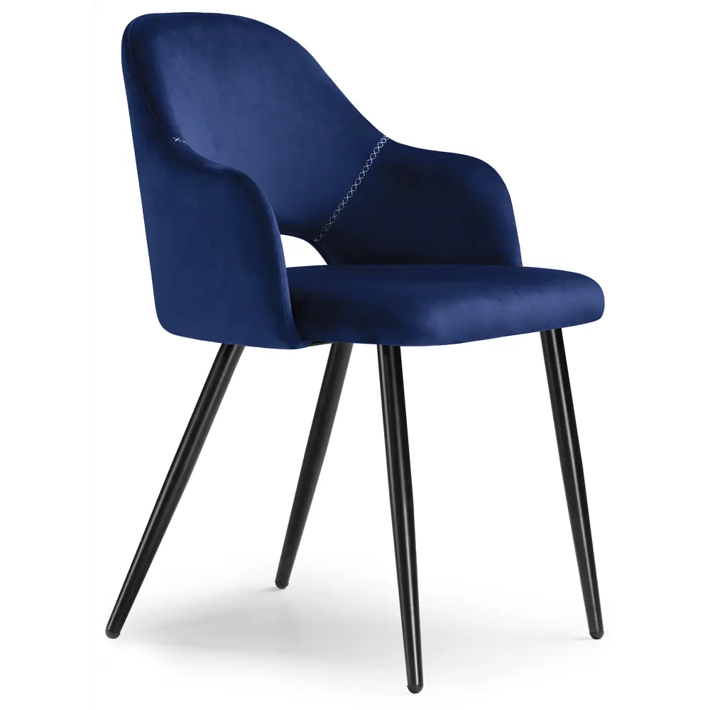 Фото 3 Стул Woodville Konor 54x79x55 см велюр цвет темно-синий