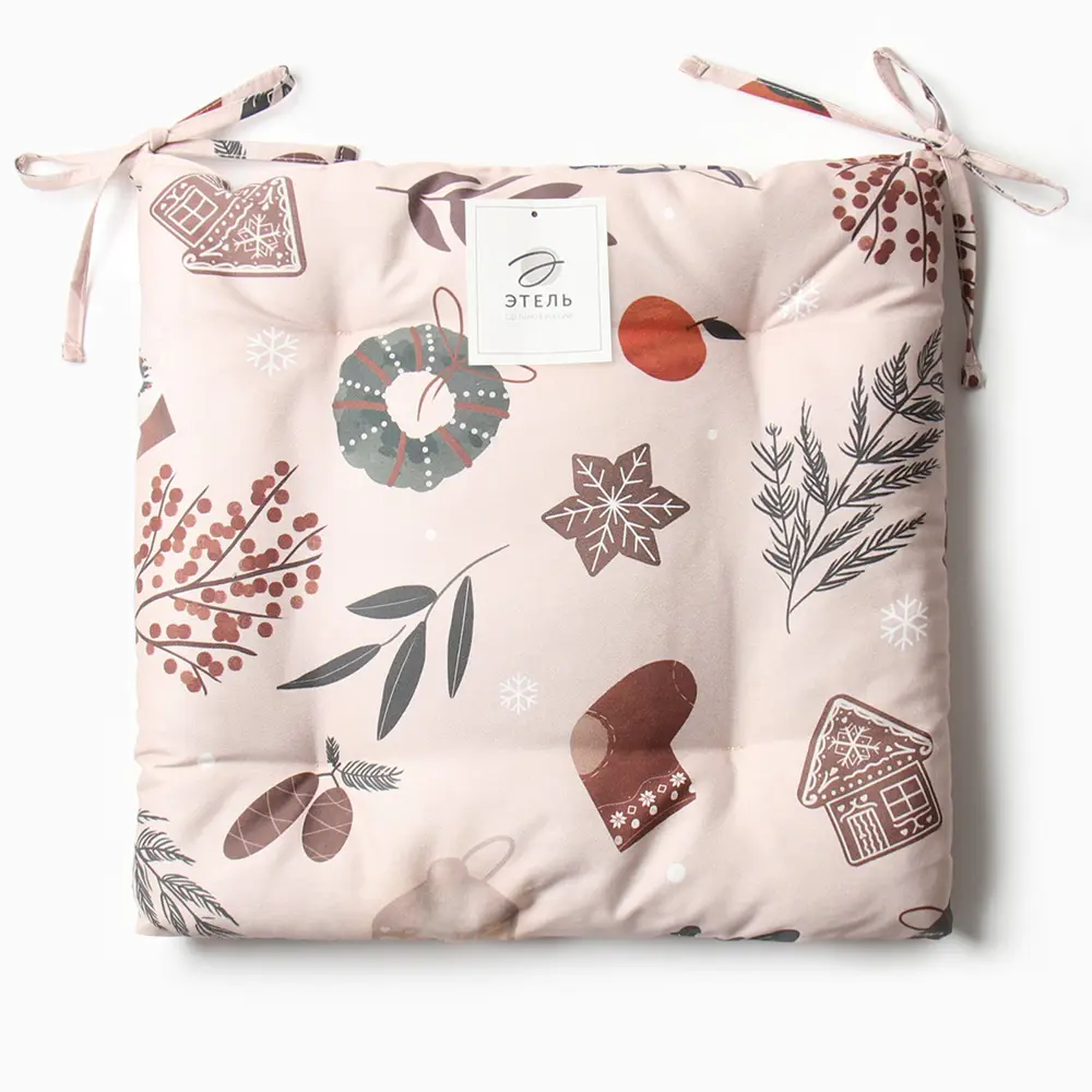 Фото 4 Подушка для стула Этель Новогодние украшения 42x42 см красный