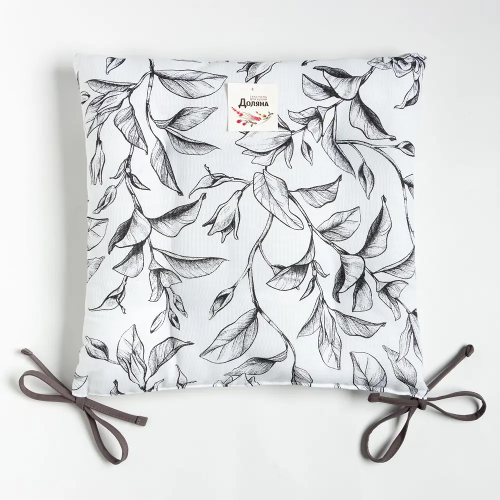 Фото 4 Подушка для стула Доляна Plant leaves 42x42 см белый Фото 4 Подушка для стула Доляна Plant leaves 42x42 см белый