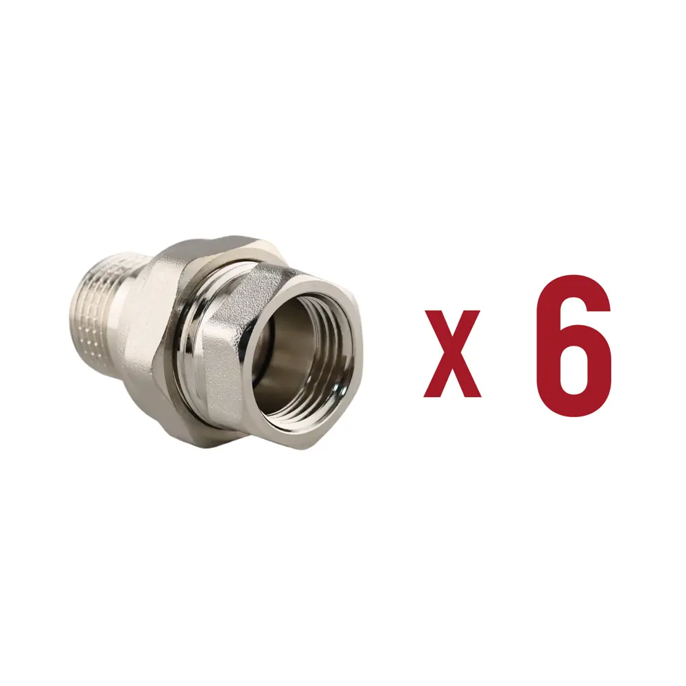 Фото Американка прямая Aqualink 1/2"x1/2" ВР-НР латунь 6 шт