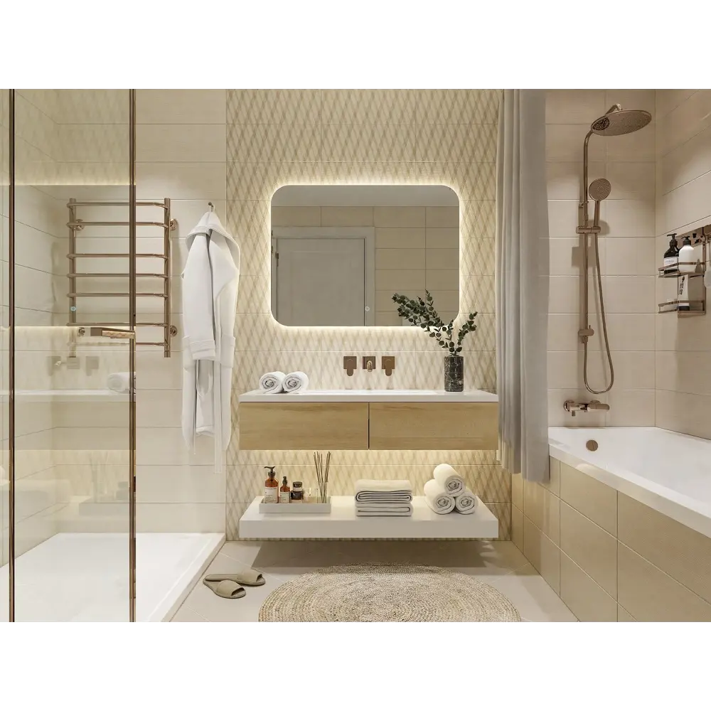 Фото Керамическая плитка Azori 509471101 20.1x50.5 см 1.52 м² цвет кремовый, цена за упаковку Фото Керамическая плитка Azori 509471101 20.1x50.5 см 1.52 м² цвет кремовый, цена за упаковку