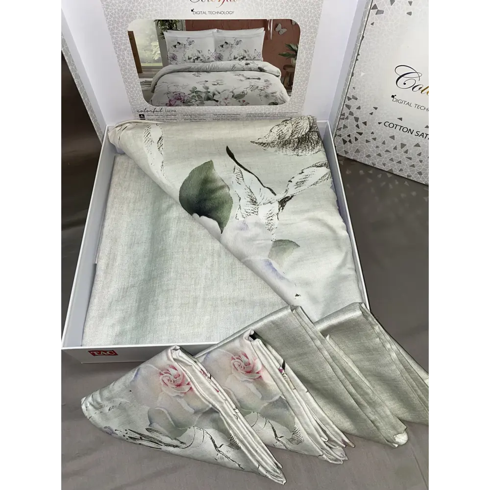 Фото 3 Комплект постельного белья Tac tntc1494, семейный, сатин цвет зеленый Фото 3 Комплект постельного белья Tac tntc1494, семейный, сатин цвет зеленый