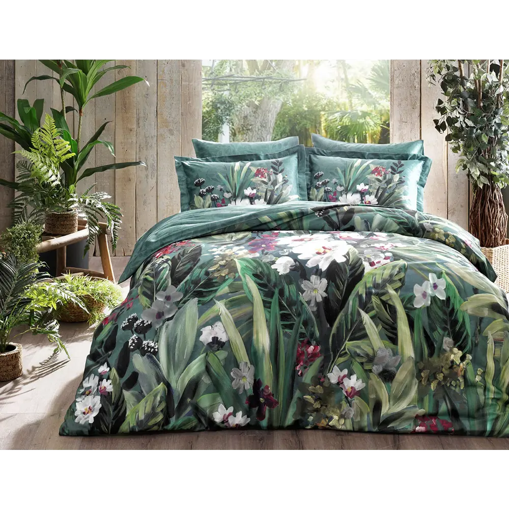 Фото 7 Комплект постельного белья Tac tntc1496, полутораспальный, сатин цвет зеленый