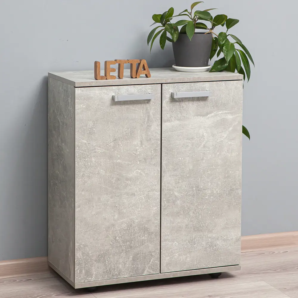 Фото 3 Комод Letta Ультра 2-хдверный 60x30x70 см ЛДСП цвет бетон Фото 3 Комод Letta Ультра 2-хдверный 60x30x70 см ЛДСП цвет бетон