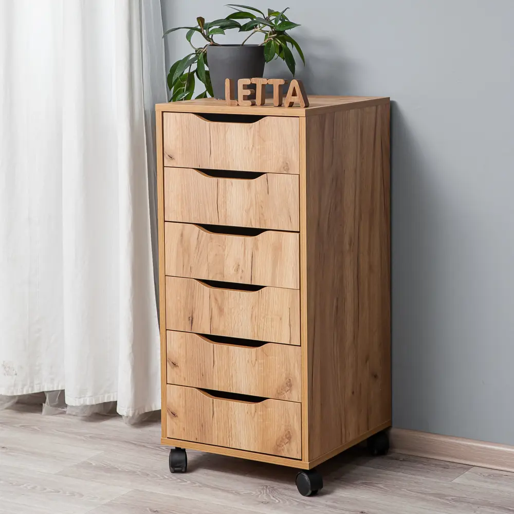 Фото 5 Комод Letta Praga 6 ящиков 40x41x86 см ЛДСП цвет дуб крафт золотой Фото 5 Комод Letta Praga 6 ящиков 40x41x86 см ЛДСП цвет дуб крафт золотой