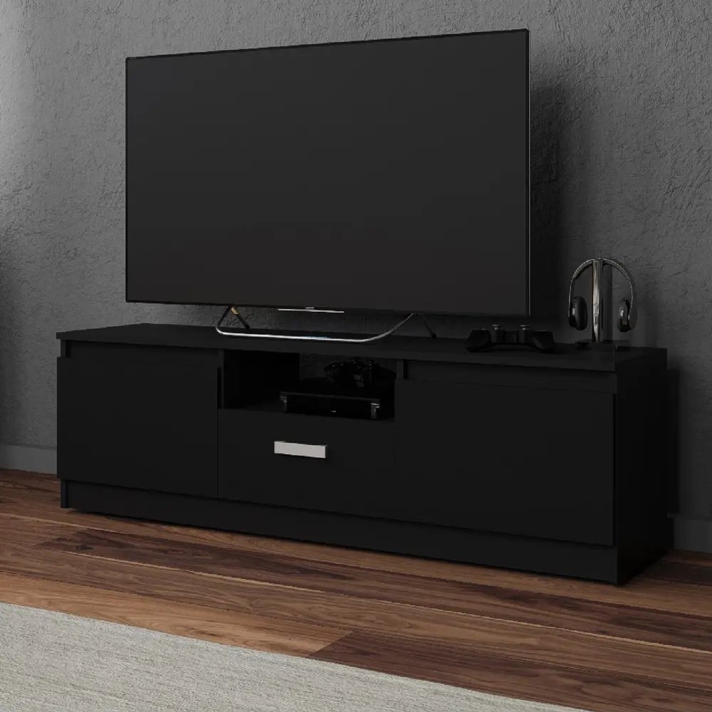 Фото Тумба под телевизор Клик мебель Дели-1 140x44x42 см ЛДСП цвет черный Фото Тумба под телевизор Клик мебель Дели-1 140x44x42 см ЛДСП цвет черный