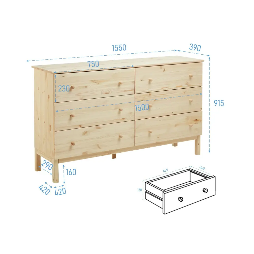Фото 2 Комод Клик мебель Аура 6 ящиков 151x40x92 см ЛДСП цвет дерево Фото 2 Комод Клик мебель Аура 6 ящиков 151x40x92 см ЛДСП цвет дерево