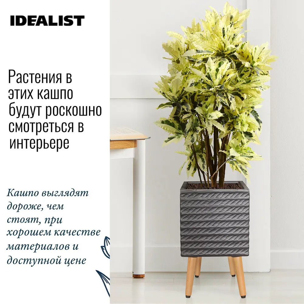 Фото 3 Кашпо Таун на ножках Idealist lite 25 см 41 см 12 л искусственный камень черный на ножках Фото 3 Кашпо Таун на ножках Idealist lite 25 см 41 см 12 л искусственный камень черный на ножках