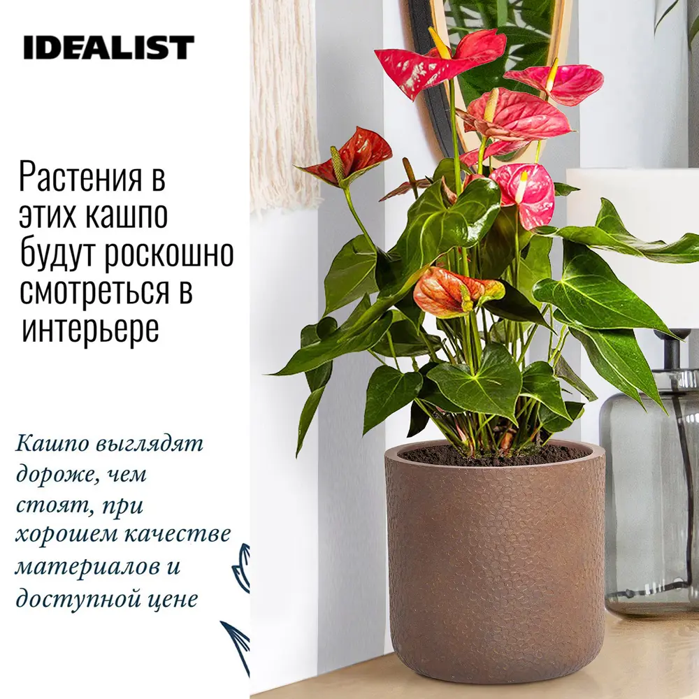 Фото 2 Кашпо Урбан URBR24-VOL Idealist lite 24x24 см 8 л искусственный камень коричневый Фото 2 Кашпо Урбан URBR24-VOL Idealist lite 24x24 см 8 л искусственный камень коричневый