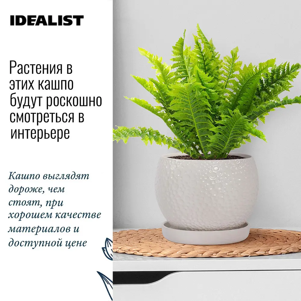 Фото 3 Кашпо Мун керамик Idealist lite 20 см 15 см 3 л керамика белый Фото 3 Кашпо Мун керамик Idealist lite 20 см 15 см 3 л керамика белый