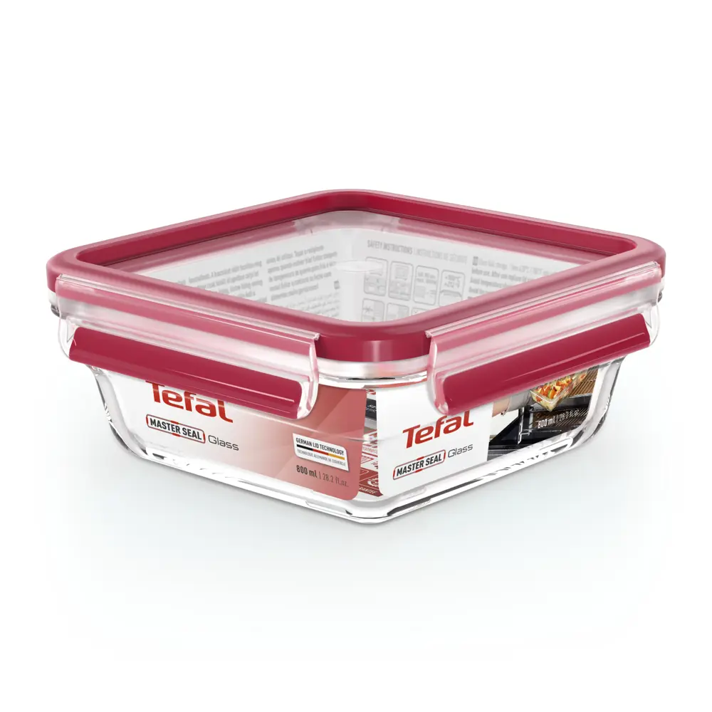 Фото 9 Контейнер для пищевых продуктов Tefal 0.8 л стекло цвет красный/прозрачный Фото 9 Контейнер для пищевых продуктов Tefal 0.8 л стекло цвет красный/прозрачный