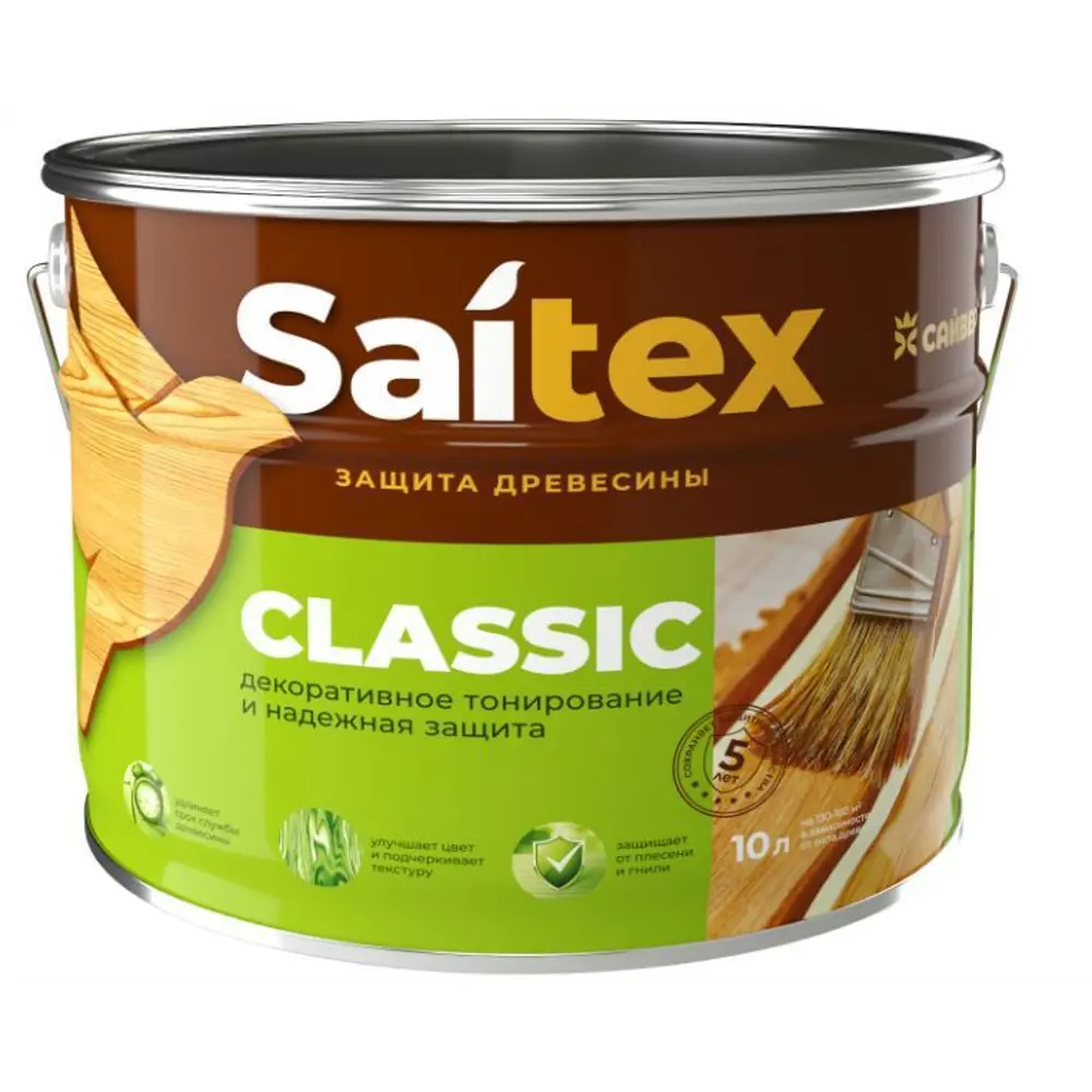 Фото 2 Пропитка для дерева Saitex Classic полуглянцевая тиковое дерево 10 л Фото 2 Пропитка для дерева Saitex Classic полуглянцевая тиковое дерево 10 л