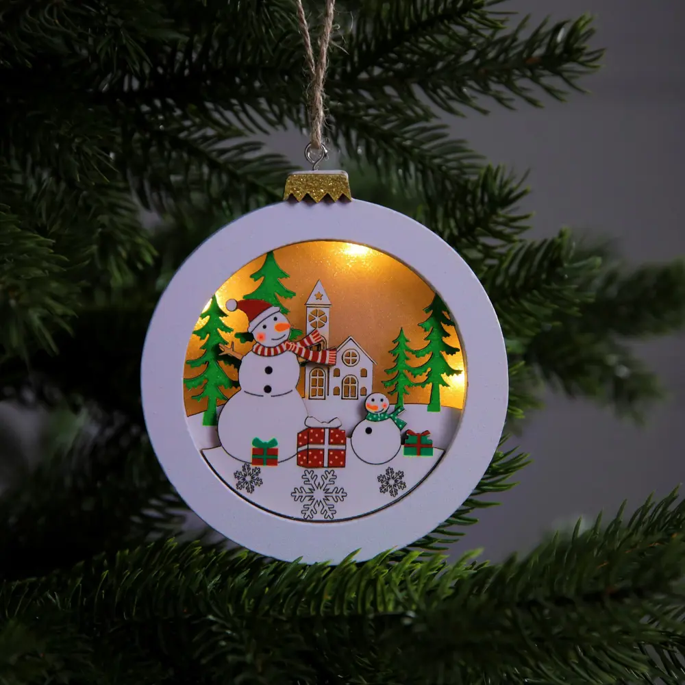 Фото Елочная игрушка Снеговики в лесу Luazon lighting 9594138 1белый