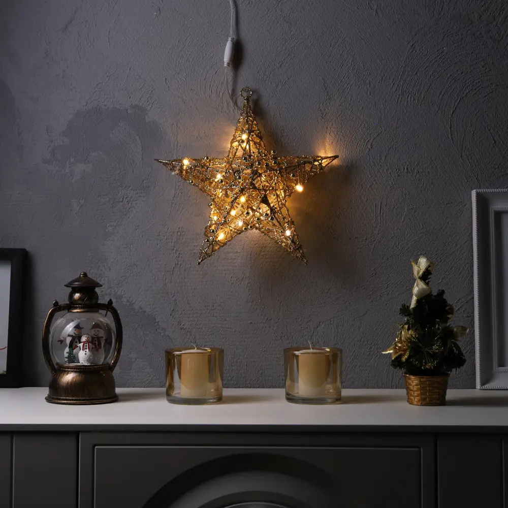 Фото Светящаяся электрическая фигура Звезда с бусинами для дома Luazon lighting h 30 см разноцветный Фото Светящаяся электрическая фигура Звезда с бусинами для дома Luazon lighting h 30 см разноцветный