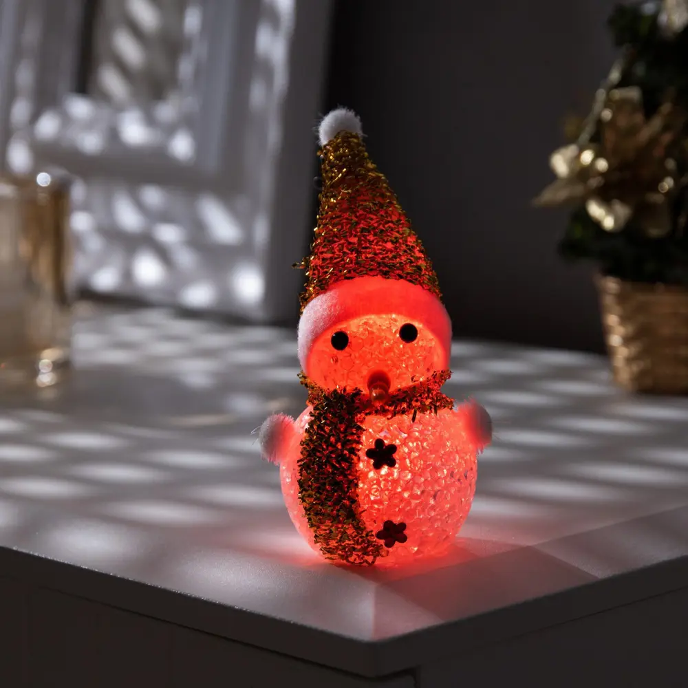 Фото 2 Светящаяся электрическая фигура Золотистый снеговичок для дома Luazon lighting 0 ламп h 8 см разноцветный Фото 2 Светящаяся электрическая фигура Золотистый снеговичок для дома Luazon lighting 0 ламп h 8 см разноцветный