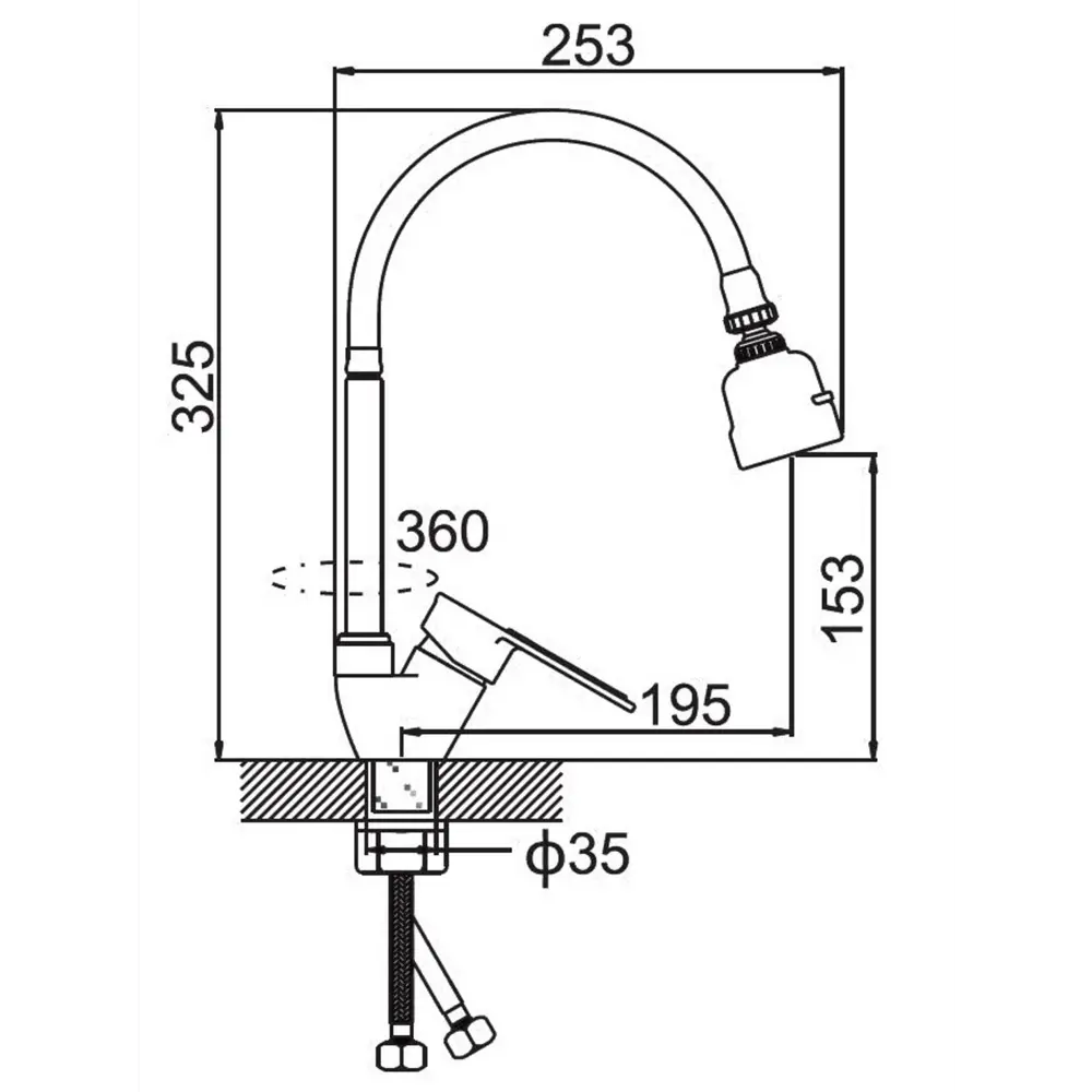 Фото 2 Смеситель для кухни однорычажный Potato P58274-7 цинковый сплав цвет белый