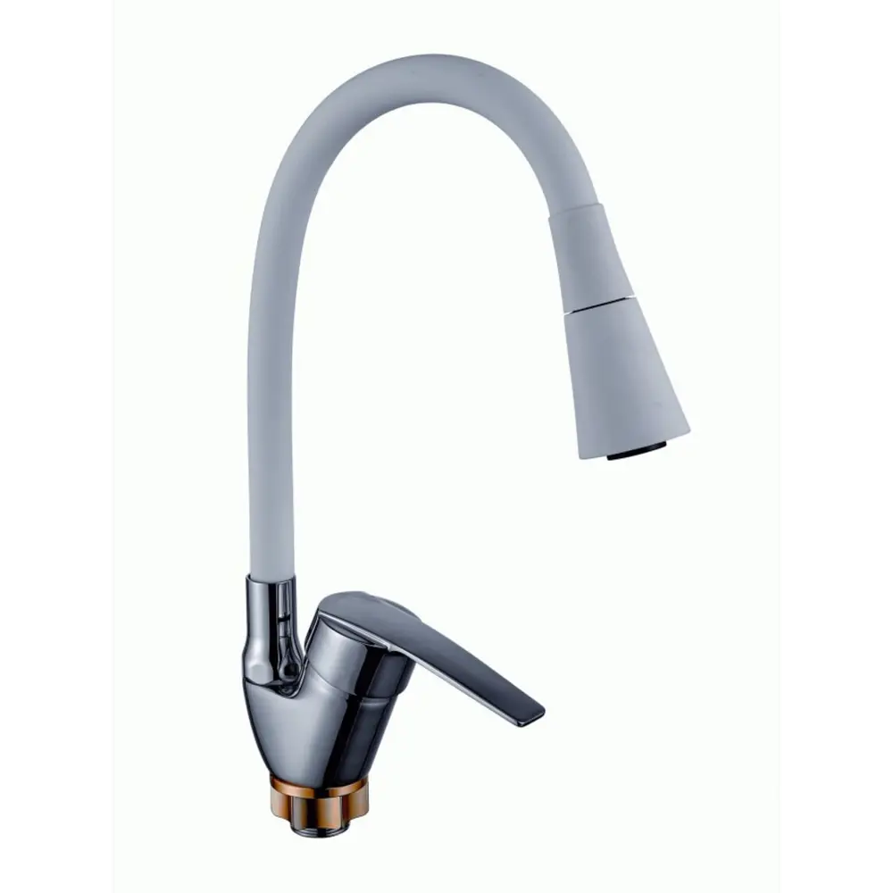 Фото Смеситель для кухни однорычажный Potato P59278-7 цинковый сплав цвет белый