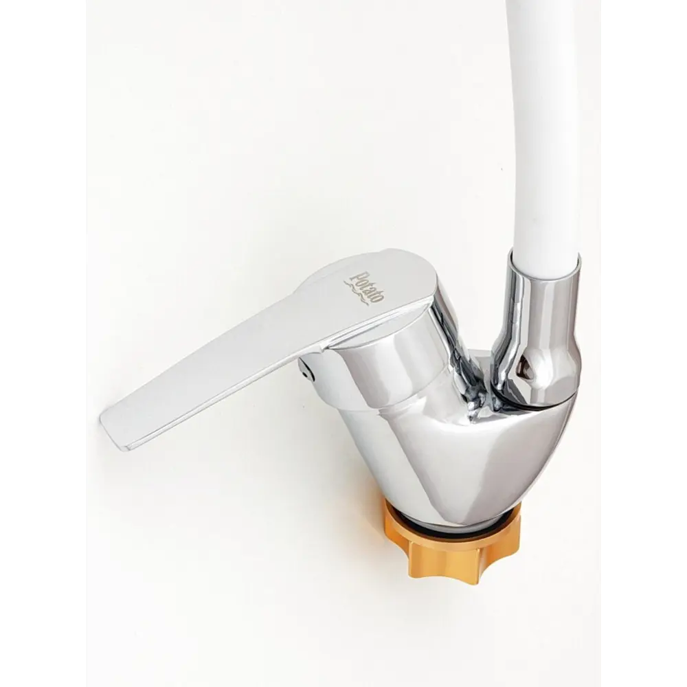 Фото 7 Смеситель для кухни однорычажный Potato P59278-7 цинковый сплав цвет белый