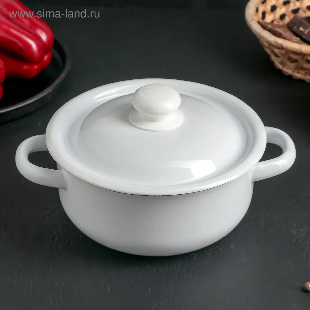 Фото Кастрюля 1.5 л с крышкой Сибирские товары 4680107 эмалированная сталь цвет белый Фото Кастрюля 1.5 л с крышкой Сибирские товары 4680107 эмалированная сталь цвет белый