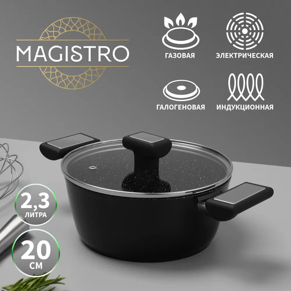 Фото Кастрюля 2.3 л без крышки Magistro Magistro алюминий цвет черный Фото Кастрюля 2.3 л без крышки Magistro Magistro алюминий цвет черный