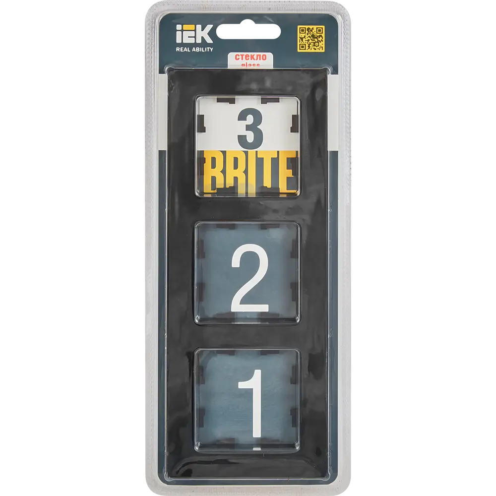 Фото 4 Рамка для розеток и выключателей IEK Brite 3 поста стекло цвет черный Фото 4 Рамка для розеток и выключателей IEK Brite 3 поста стекло цвет черный