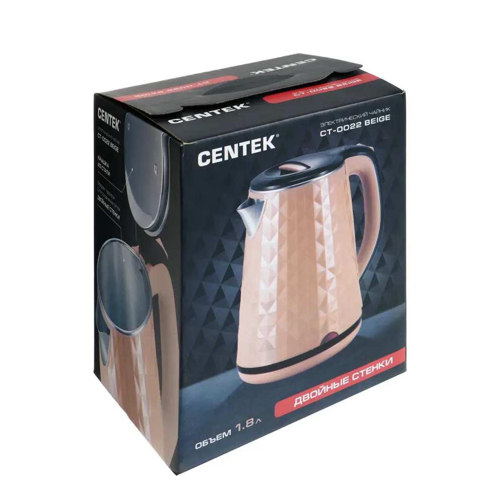 Фото 7 Электрический чайник Centek 9272717 1.8 л металл цвет бежевый