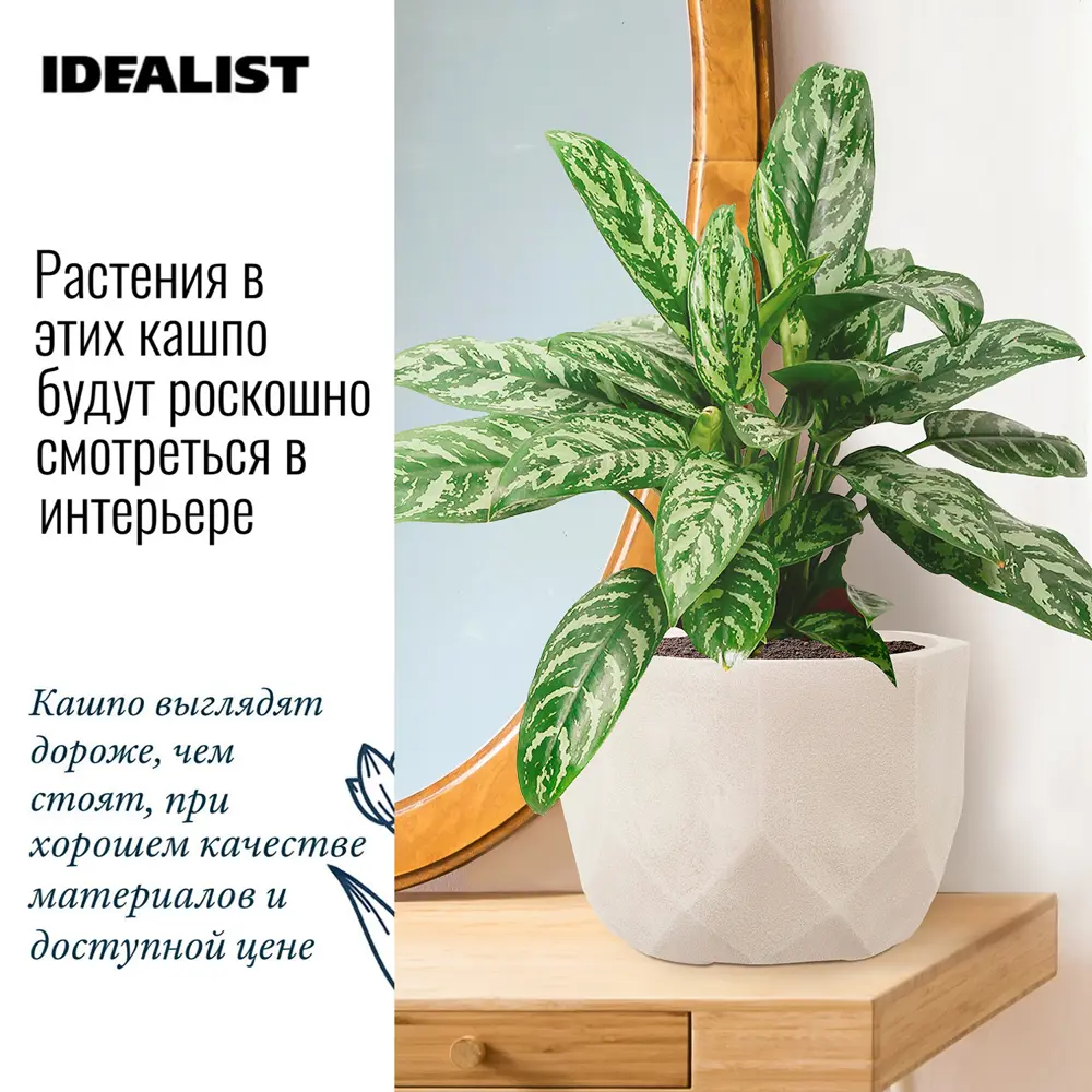 Фото 4 Настольное кашпо для цветов Idealist Lite Геометри слоновая кость 30x22 см 15 л Фото 4 Настольное кашпо для цветов Idealist Lite Геометри слоновая кость 30x22 см 15 л