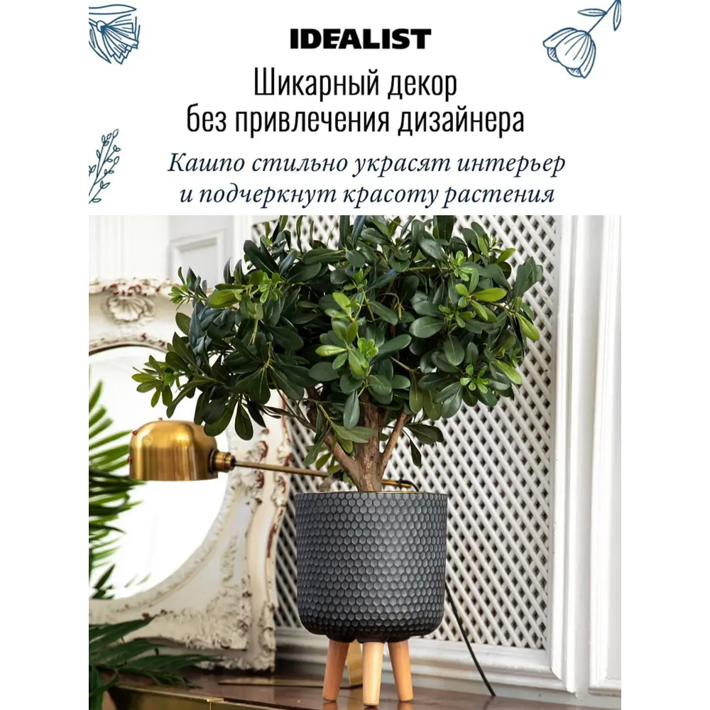 Фото 2 Напольное кашпо для цветов Idealist Lite ханни на ножках черное 25x34 см 9.1 л Фото 2 Напольное кашпо для цветов Idealist Lite ханни на ножках черное 25x34 см 9.1 л