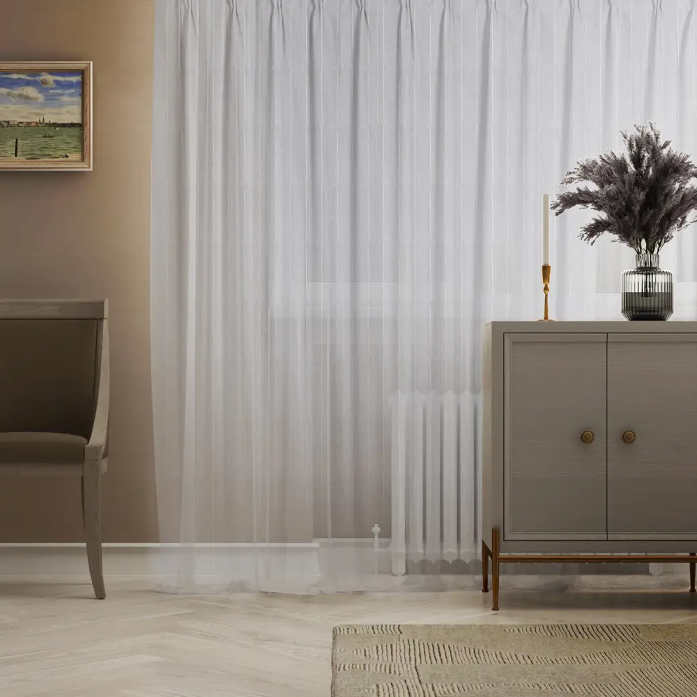 Фото Тюль на ленте Inspire Louis 250x280 см цвет серо-белый Фото Тюль на ленте Inspire Louis 250x280 см цвет серо-белый