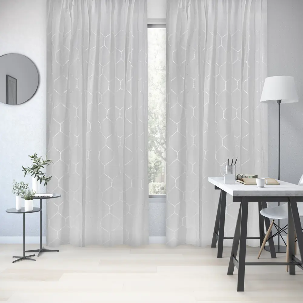 Фото 7 Тюль на ленте Inspire Rui 250x280 см цвет белый Фото 7 Тюль на ленте Inspire Rui 250x280 см цвет белый