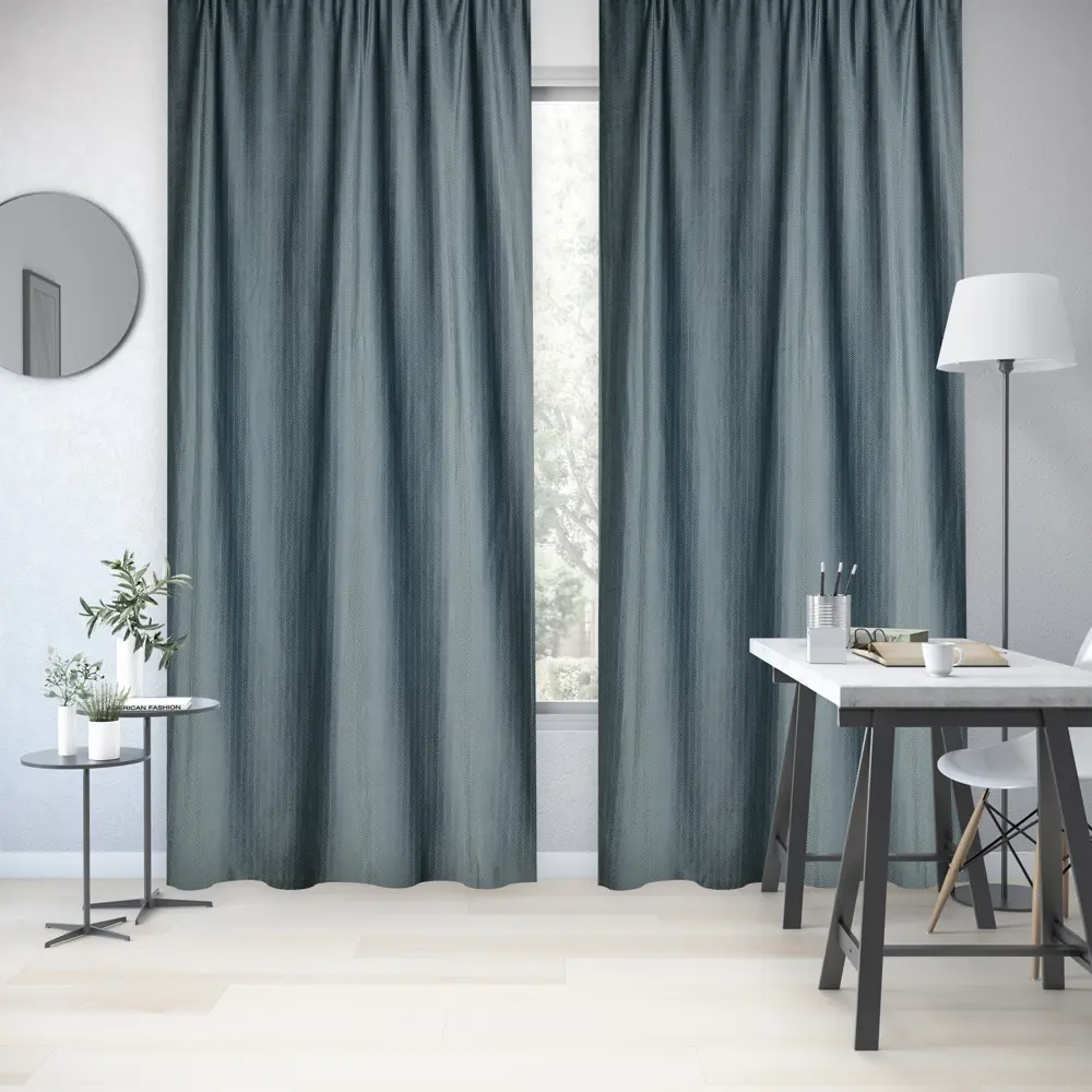 Фото 7 Штора на ленте Inspire Olivia 160х280 см цвет синий Фото 7 Штора на ленте Inspire Olivia 160х280 см цвет синий