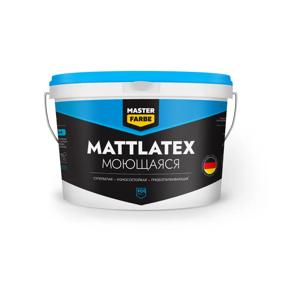 Фото Краска для стен и потолков моющаяся Masterfarbe Mattlatex цвет белый база A 10 л Фото Краска для стен и потолков моющаяся Masterfarbe Mattlatex цвет белый база A 10 л