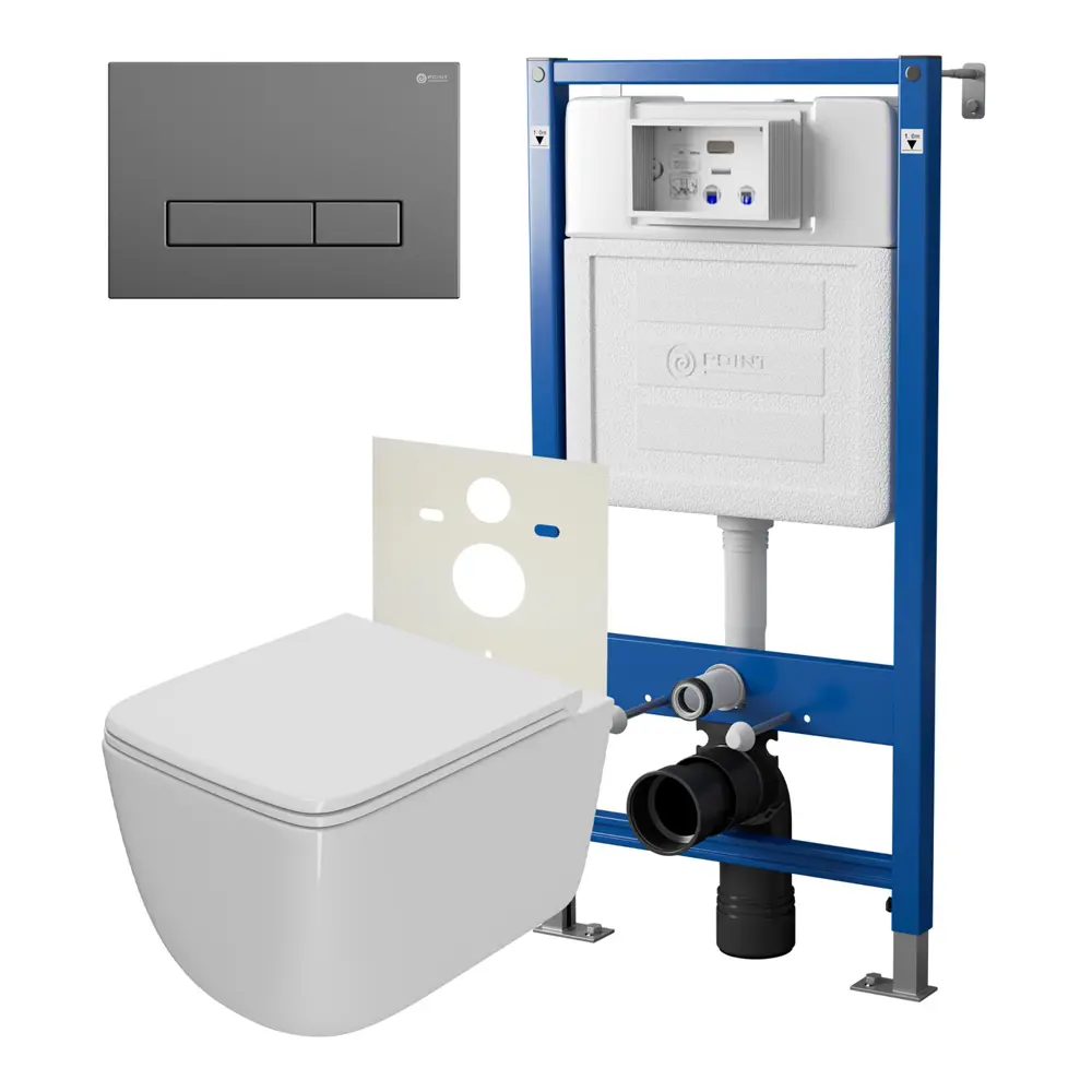 Фото Комплект инсталляция с унитазом Point Pn48 PN48008GM цвет белый Фото Комплект инсталляция с унитазом Point Pn48 PN48008GM цвет белый