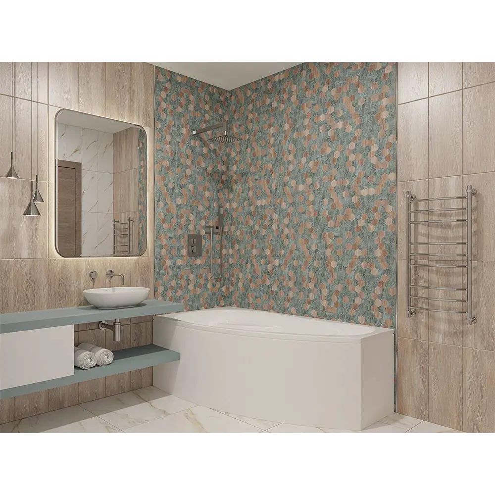 Фото Керамическая плитка Azori 509561101 20.1x50.5см 1.52 м² цвет зеленый, коричневый, цена за упаковку Фото Керамическая плитка Azori 509561101 20.1x50.5см 1.52 м² цвет зеленый, коричневый, цена за упаковку