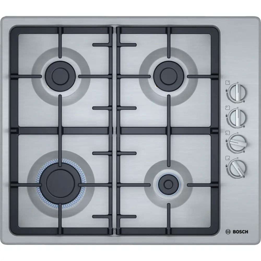 Фото Газовая варочная панель Bosch PBP6C5B93R 58 см 4 конфорки цвет серебряный Фото Газовая варочная панель Bosch PBP6C5B93R 58 см 4 конфорки цвет серебряный