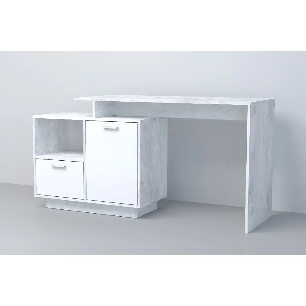 Фото Компьютерный стол Диал ST2PDBETONGLYANETS 51x185x51 см ЛДСП цвет белый глянец/бетон Фото Компьютерный стол Диал ST2PDBETONGLYANETS 51x185x51 см ЛДСП цвет белый глянец/бетон