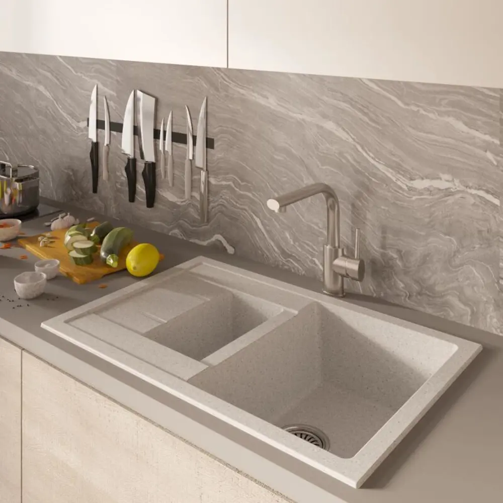 Фото 4 Врезная мойка Mixline ML-GM22 50x77 19.50 см искусственный камень цвет серый Фото 4 Врезная мойка Mixline ML-GM22 50x77 19.50 см искусственный камень цвет серый