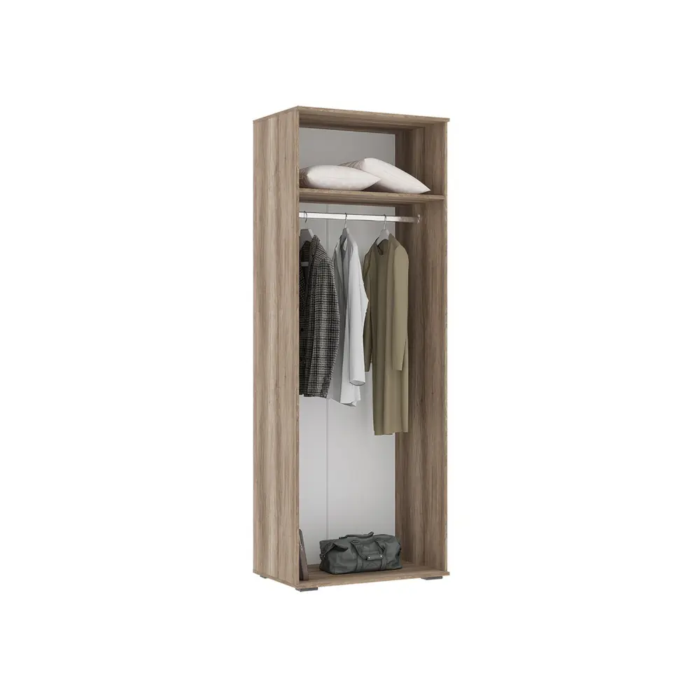 Фото 2 Шкаф распашной Стендмебель Нельсон 4 80x220x50 см ЛДСП цвет железный камень/дуб каньон