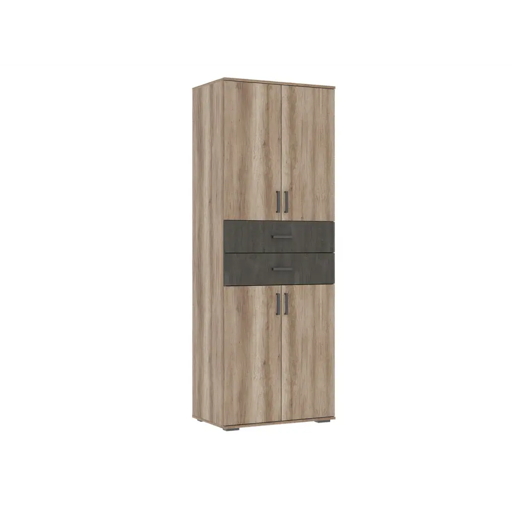 Фото Шкаф распашной Стендмебель Нельсон 5 80x220x50 см ЛДСП цвет железный камень/дуб каньон