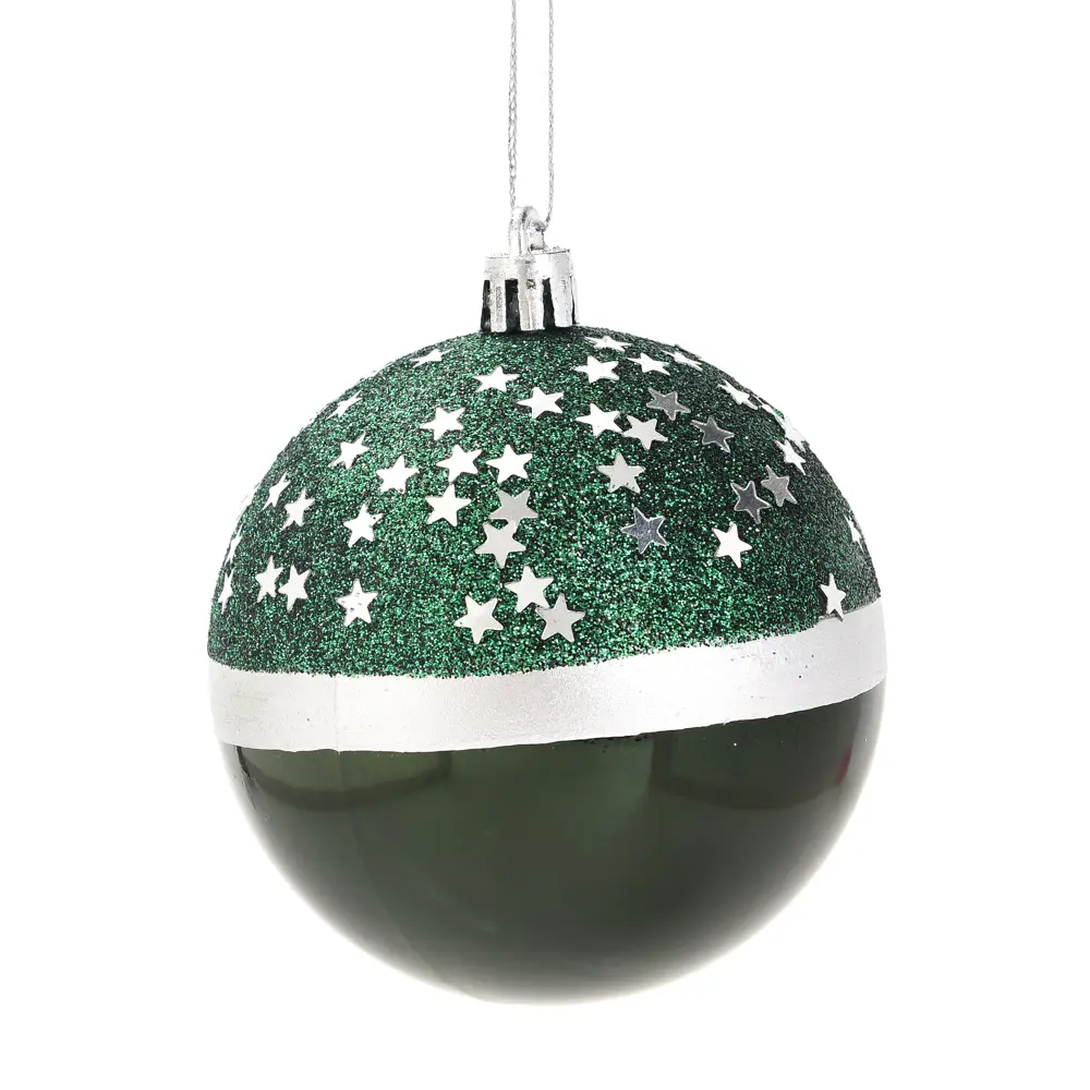 Фото Елочное украшение Шар с блестками Christmas ø7.8 см цвет зеленый