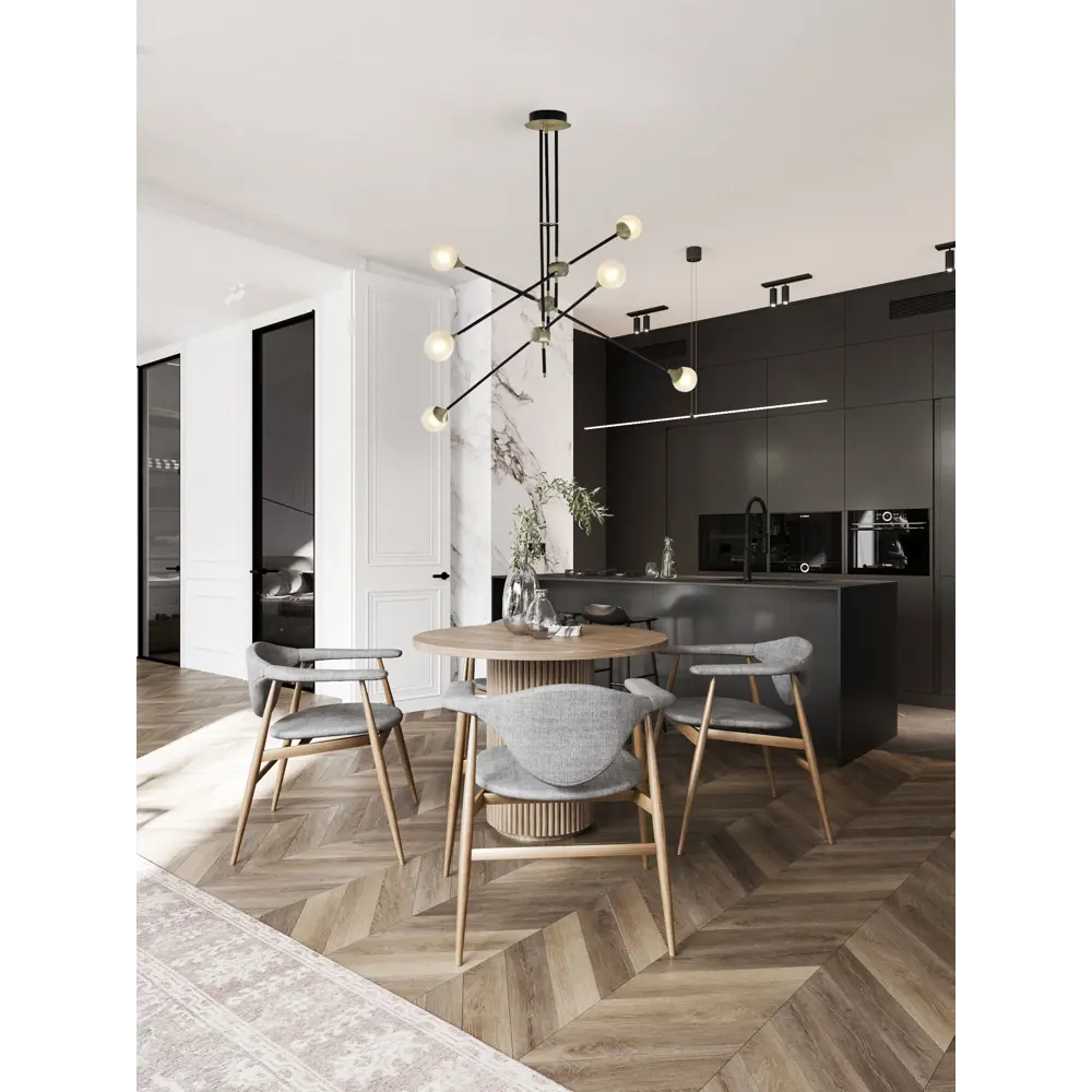 Фото 2 Люстра подвесная Milosh tendence 0701cl-6bk 6 ламп 15 м² цвет черный Фото 2 Люстра подвесная Milosh tendence 0701cl-6bk 6 ламп 15 м² цвет черный