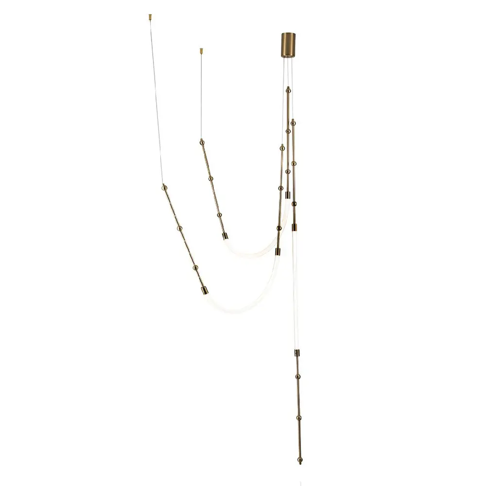 Фото Люстра подвесная светодиодная Indigo Corda 14010/3p brass v000064l 7 м² регулируемый белый свет цвет оранжевый/медный Фото Люстра подвесная светодиодная Indigo Corda 14010/3p brass v000064l 7 м² регулируемый белый свет цвет оранжевый/медный