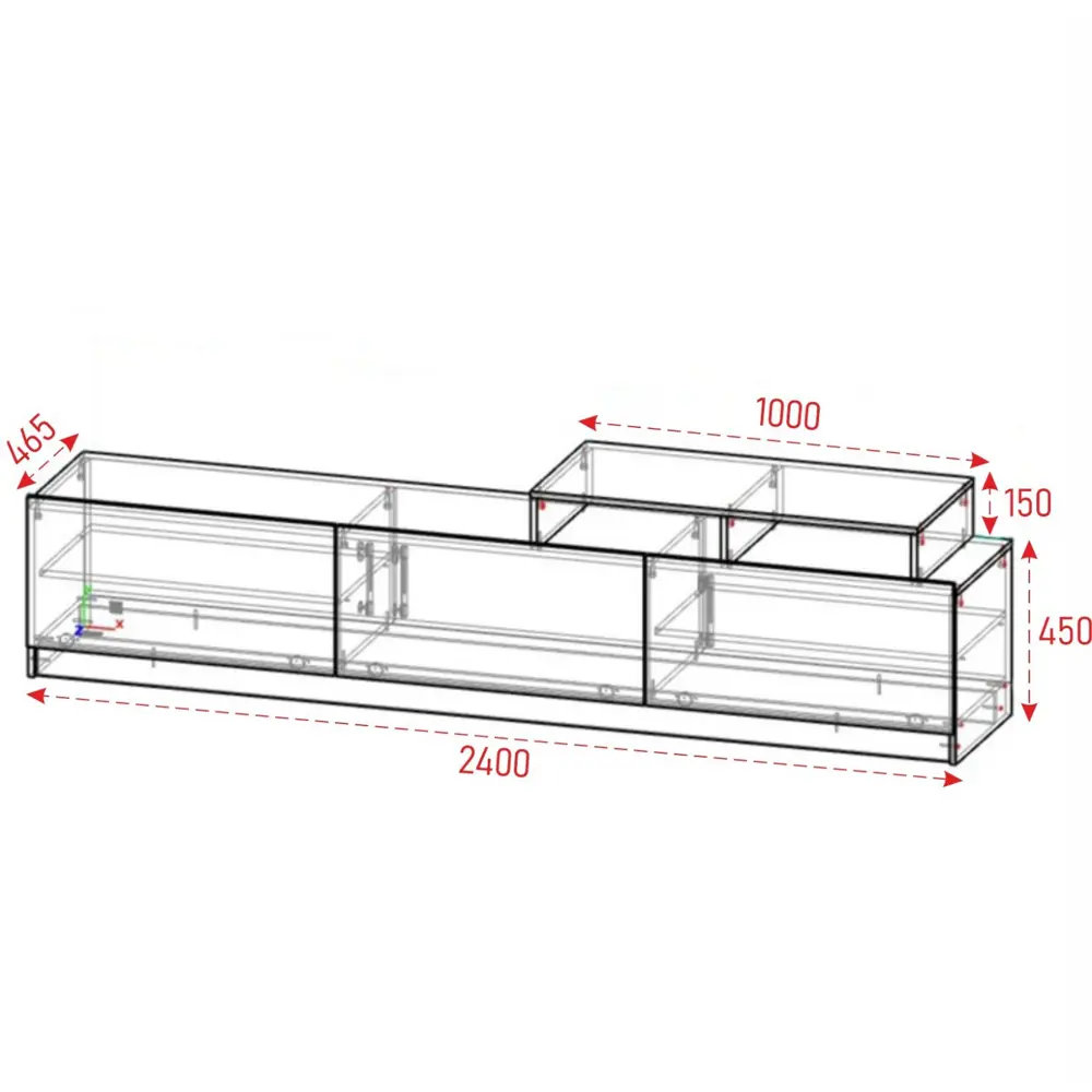 Фото 2 Тумба напольная Клик мебель 7614681 240x60x46.5 см ЛДСП цвет белый Фото 2 Тумба напольная Клик мебель 7614681 240x60x46.5 см ЛДСП цвет белый