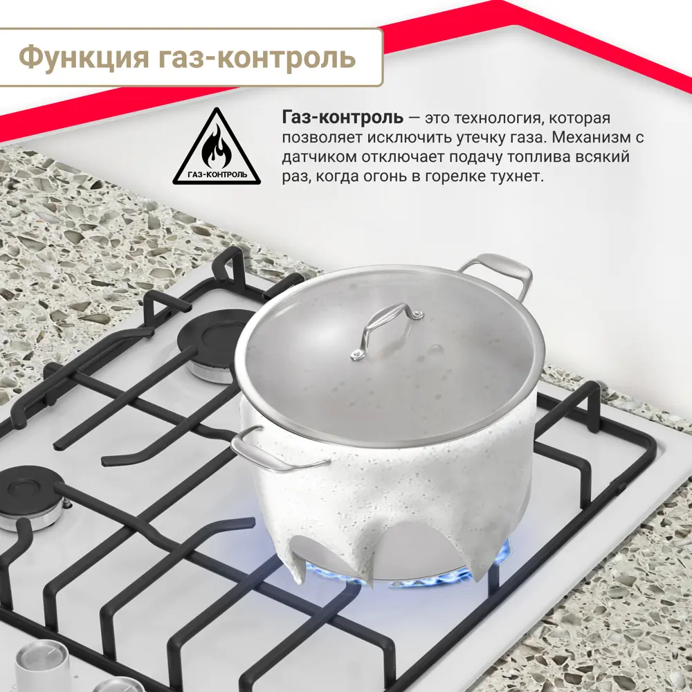 Фото 4 Газовая варочная панель Simfer H45V35W571 45 см 3 конфорки цвет белый Фото 4 Газовая варочная панель Simfer H45V35W571 45 см 3 конфорки цвет белый