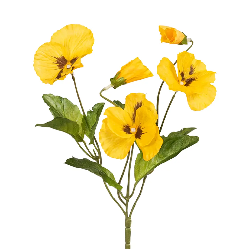 Фото Букет декоративный Fiebiger Floristik "Анютины глазки" 5 бутонов 24 см цвет желтый