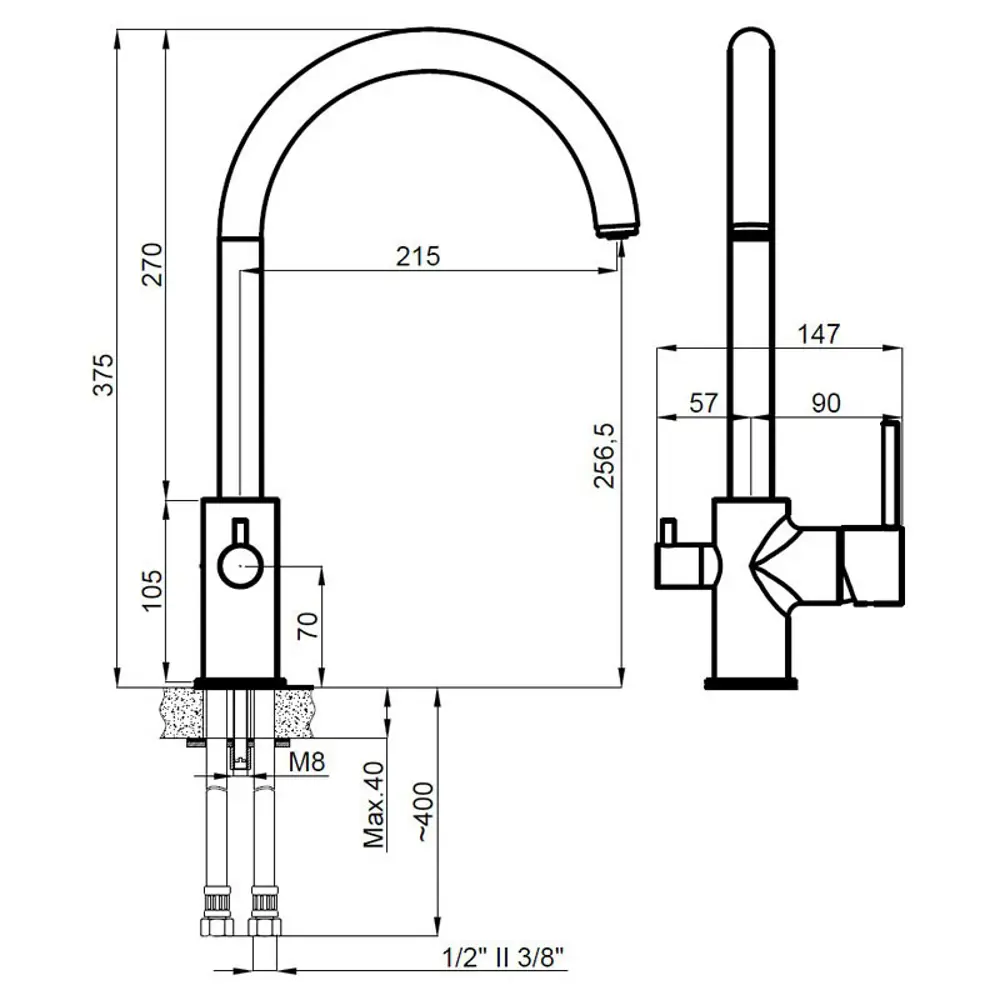 Фото 2 Смеситель для кухни однорычажный Azario AZ15164421 излив 25.6 см цвет хром